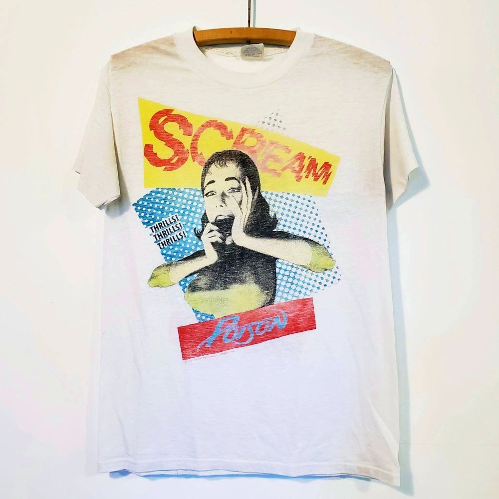 Rare Vintage 80s Poison Band Tee 1989 Scream Tour - Picture 1 of 16
